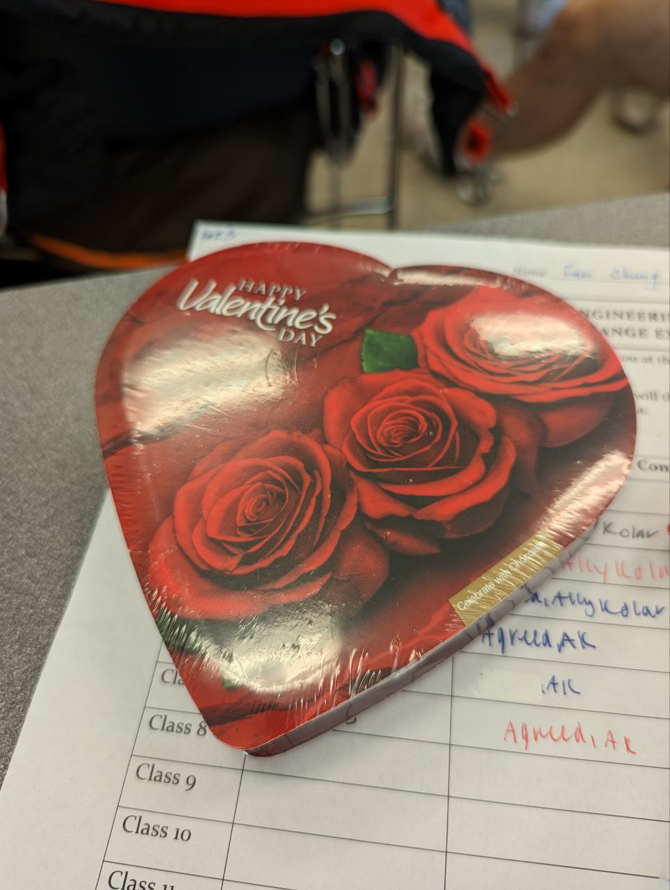 valentine cocolate from the teacher <3